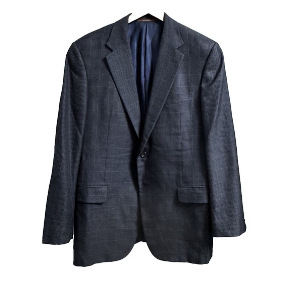 Hickey Freeman Astor Men's 42 Reg Worsted Wool & Silk Suit Jacket 2 Button Navy